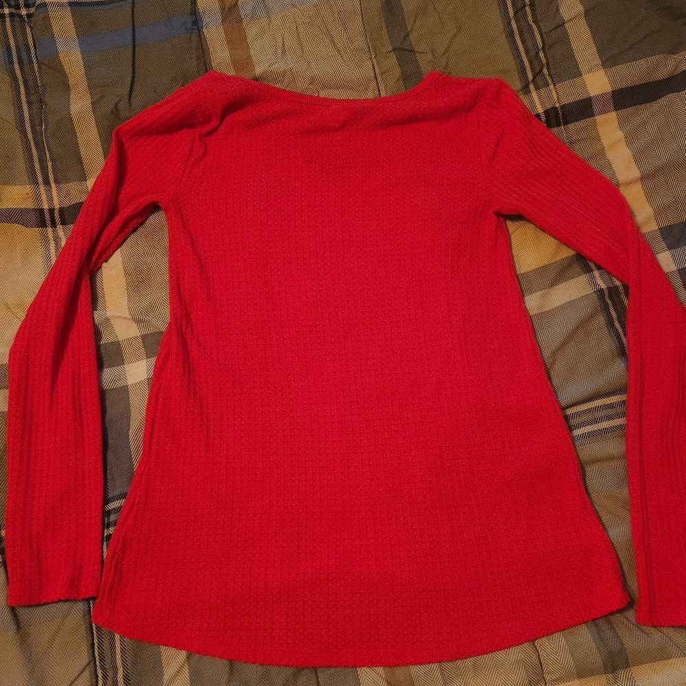 Warm red ling sleeved adult small womens top